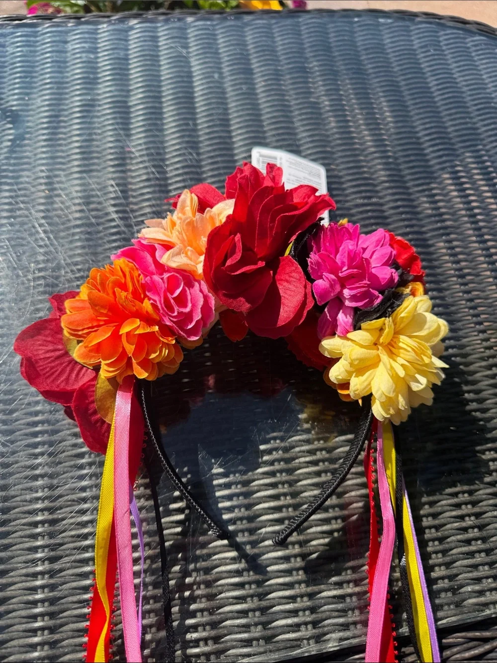 Floral Day of the Dead Headband in Orange & Yellow
